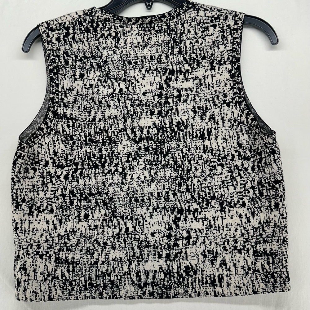 Theory Cropped Sweater Tank Top Sleeveless Black White Tweed‎ Size L - Picture 2 of 7